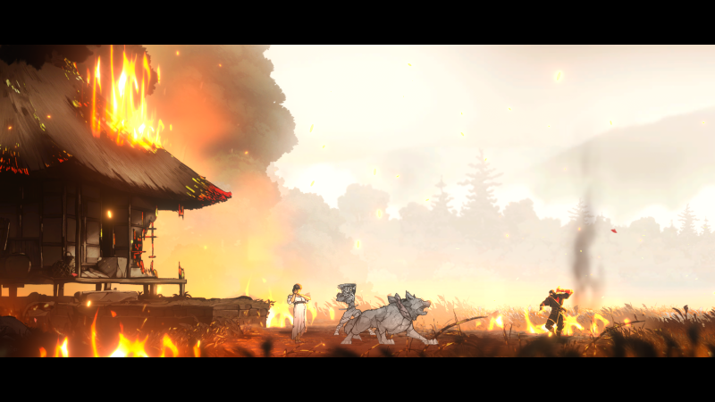 Burned down village 