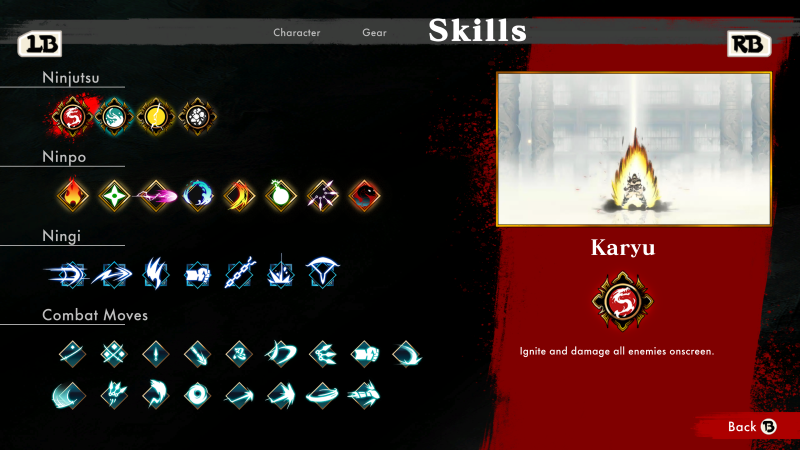 Skills tab